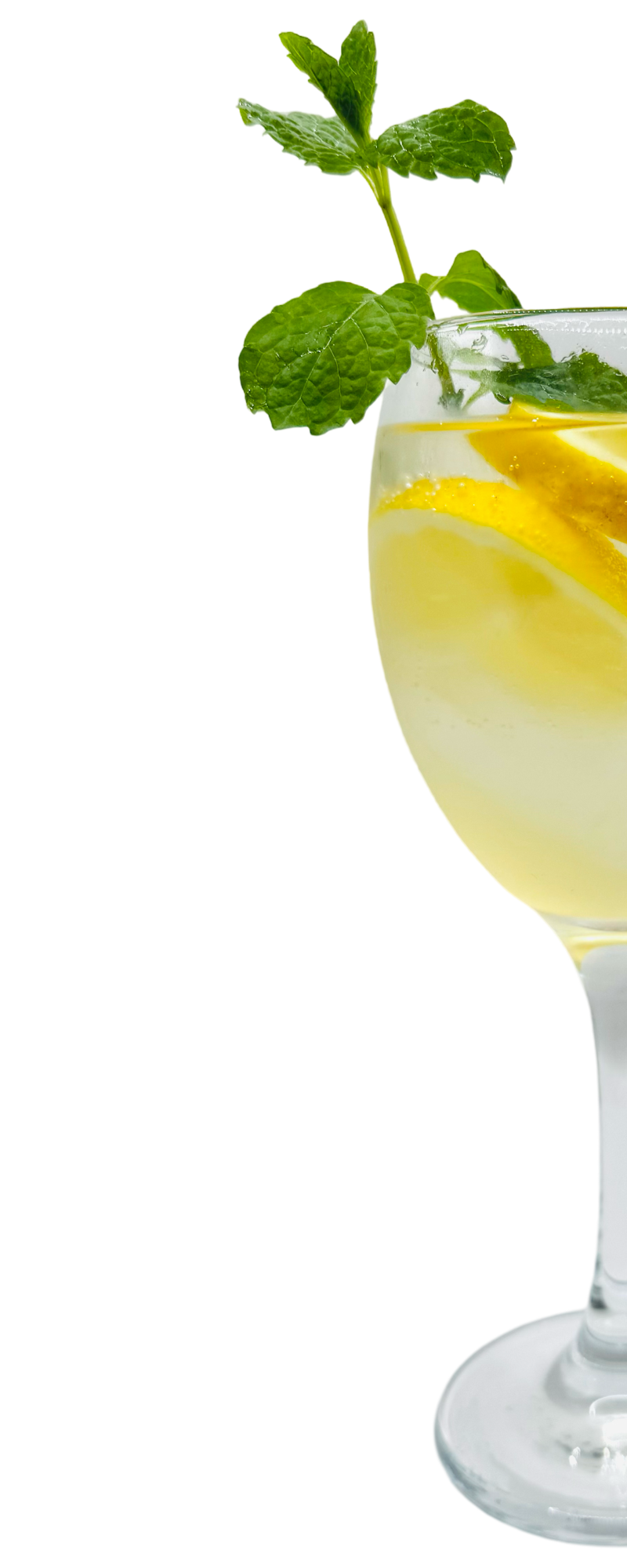 Limoncello Spritz cocktail served in a stemmed glass with ice, fresh lemon peel, and a mint sprig garnish.